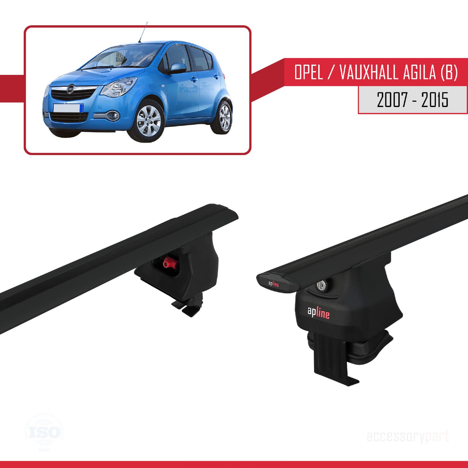 Opel / Vauxhall Agila (B) 2007-2015 Arası ile uyumlu ACE-4 Ara Atkı Tavan Barı SİYAH