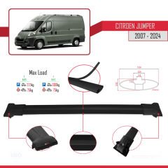 Citroen Jumper 2007 ve Sonrası ile uyumlu FLY Model Ara Atkı Tavan Barı SİYAH 4 ADET BAR