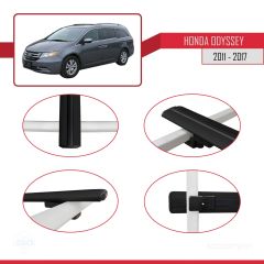Honda Odyssey 2011-2017 Arası ile uyumlu Basic Model Ara Atkı Tavan Barı SİYAH 3 ADET