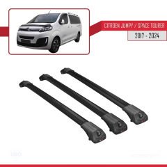 Citroen Jumpy - Space Tourer 2017 ve Sonrası ile uyumlu ACE-1 Ara Atkı Tavan Barı SİYAH 3 ADET BAR