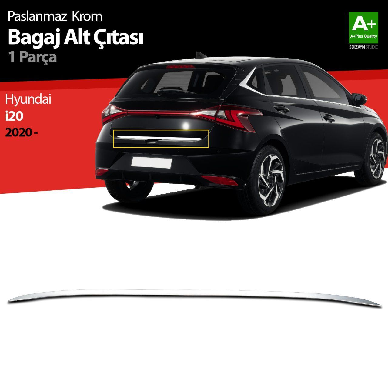Hyundai İ20 Uyumlu Krom Bagaj Alt Çıtası 2020 Üzeri