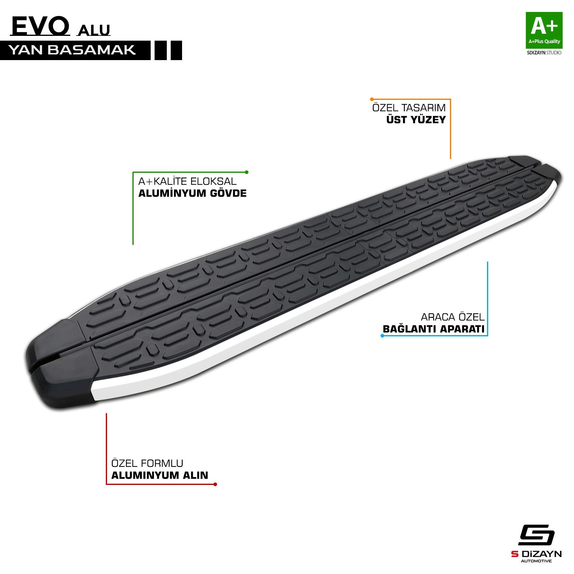 S-Dizayn Mitsubishi L200 4 Evo Aluminyum Yan Basamak 193 Cm 2006-2015
