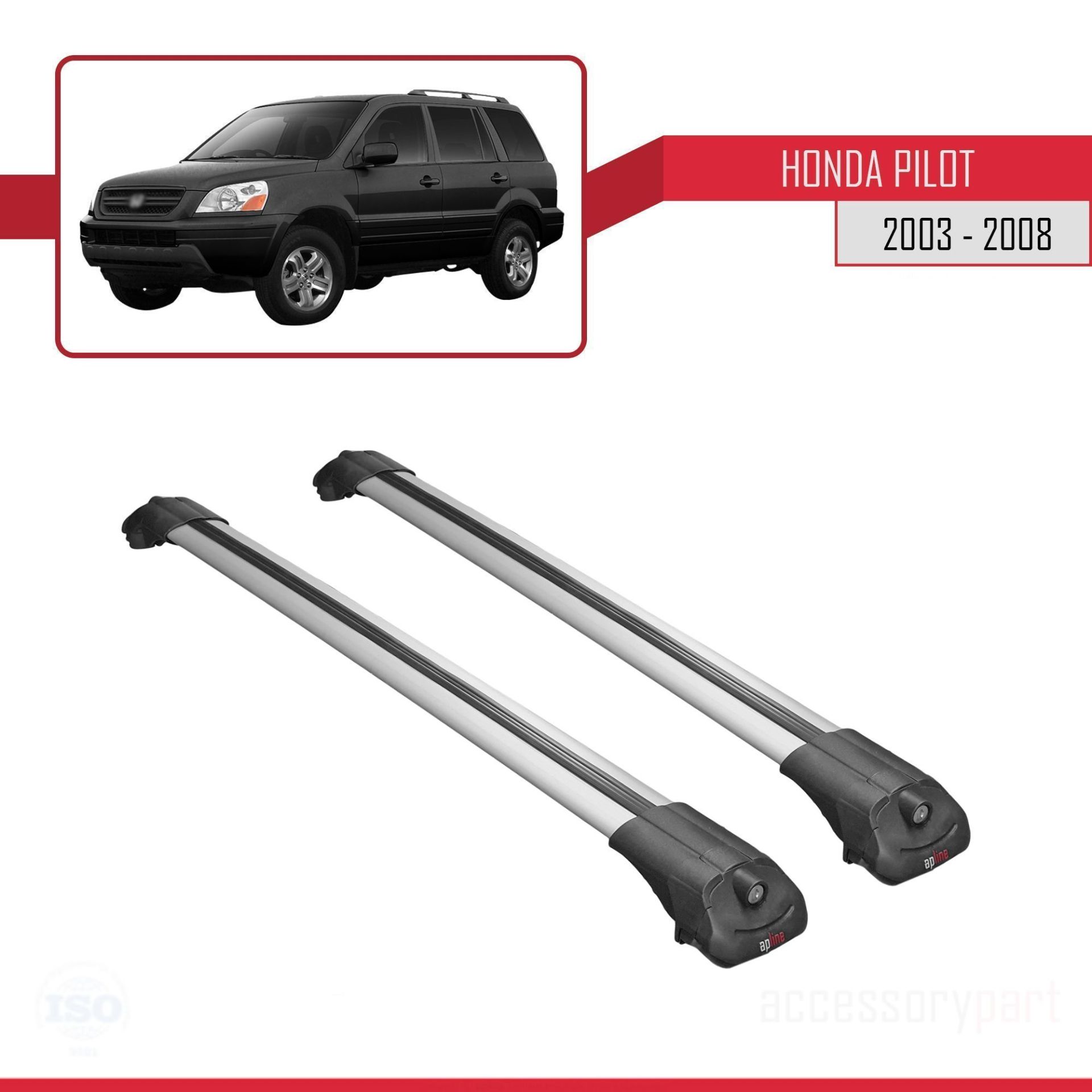 Honda Pilot 2003-2008 Arası ile uyumlu ACE-1 Ara Atkı Tavan Barı GRİ