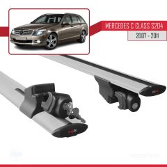 Mercedes C Class (W204) SW 2007-2011 Arası ile uyumlu HOOK Model Anahtar Kilitli Ara Atkı Tavan Barı GRİ