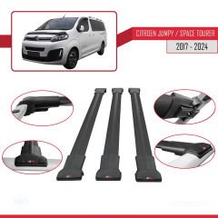 Citroen Jumpy - Space Tourer 2017 ve Sonrası ile uyumlu FLY Model Ara Atkı Tavan Barı SİYAH 3 ADET BAR