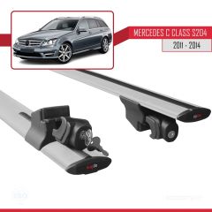 Mercedes C Class (W204) SW 2011-2014 Arası ile uyumlu HOOK Model Anahtar Kilitli Ara Atkı Tavan Barı GRİ
