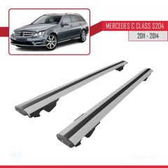 Mercedes C Class (W204) SW 2011-2014 Arası ile uyumlu HOOK Model Anahtar Kilitli Ara Atkı Tavan Barı GRİ