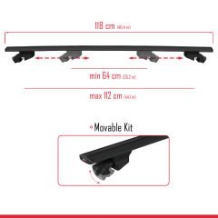 Mercedes C Class (W204) SW 2011-2014 Arası ile uyumlu HOOK Model Anahtar Kilitli Ara Atkı Tavan Barı SİYAH