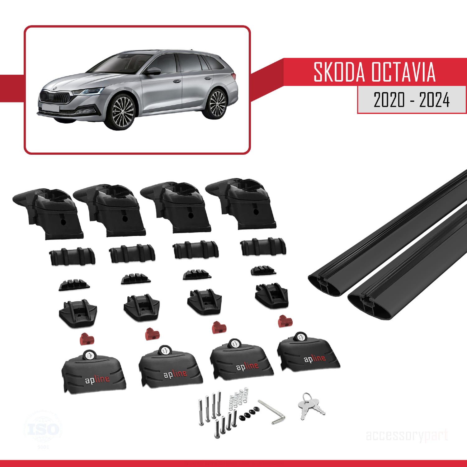 Skoda Octavia (NX) 2020 ve Sonrası ile uyumlu ACE-2 Ara Atkı Tavan Barı SİYAH