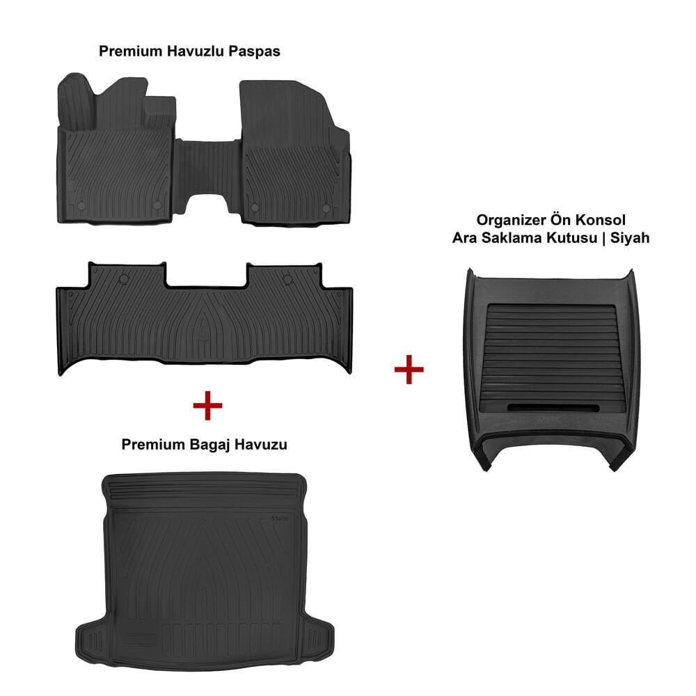 Togg T10X Havuzlu Paspas ve Bagaj Havuzu + Siyah Organizer