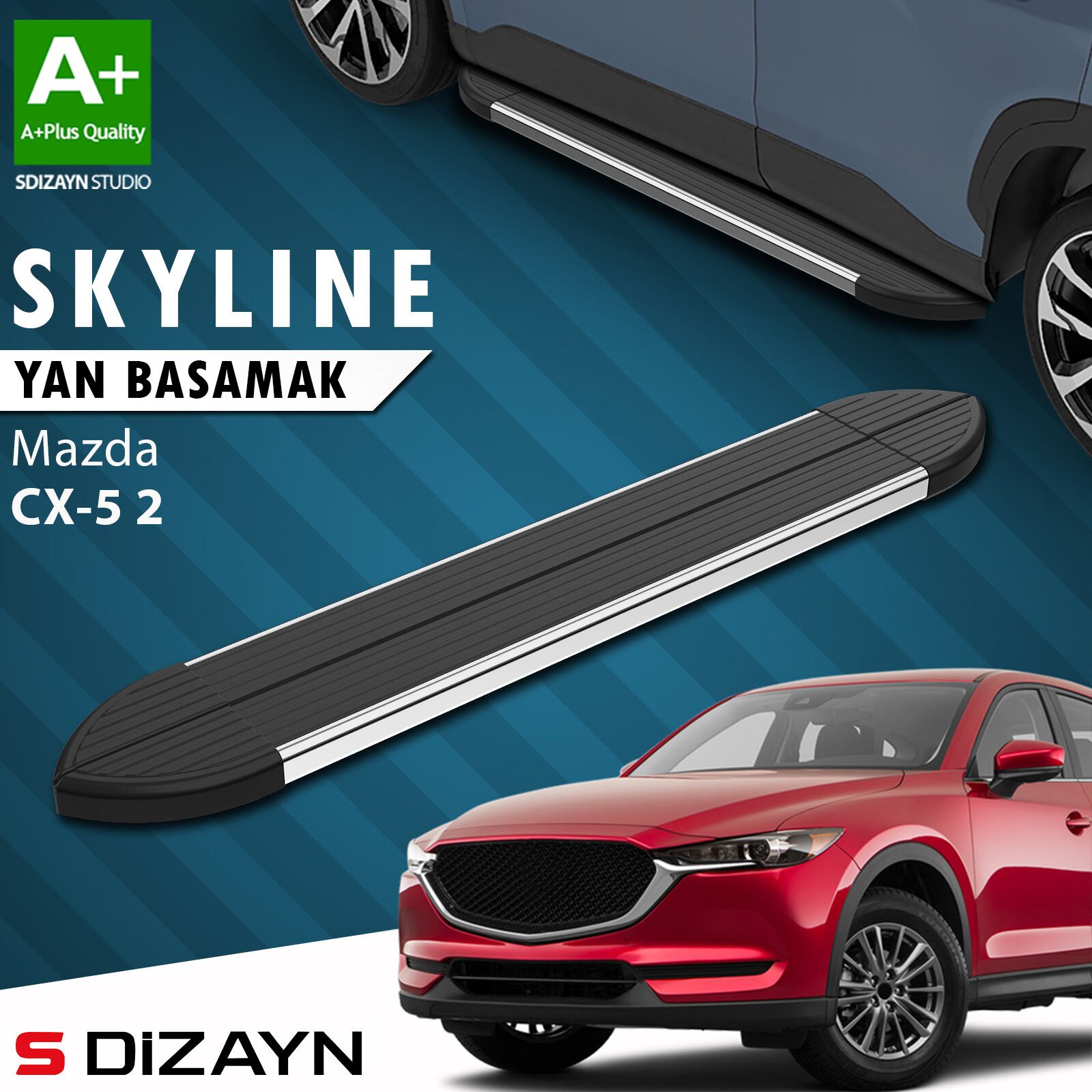 S-Dizayn Mazda CX-5 2 Skyline Krom Yan Basamak 183 Cm 2017 Üzeri A+ Kalite