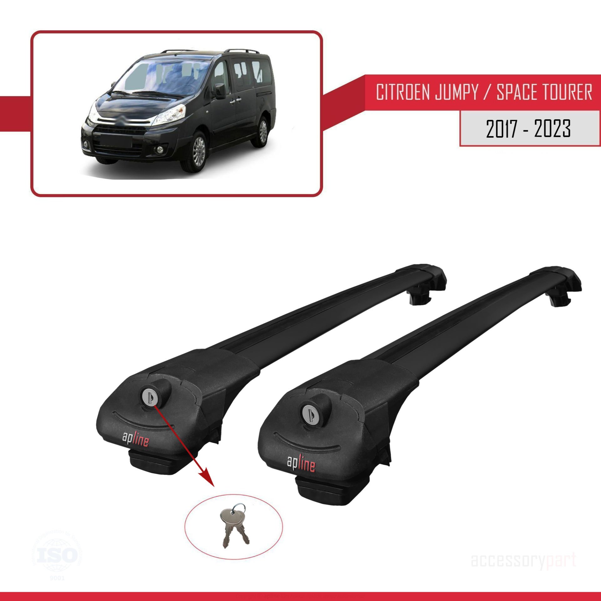 Citroen Jumpy 2007-2017 Arası ile uyumlu ACE-1 Ara Atkı Tavan Barı SİYAH
