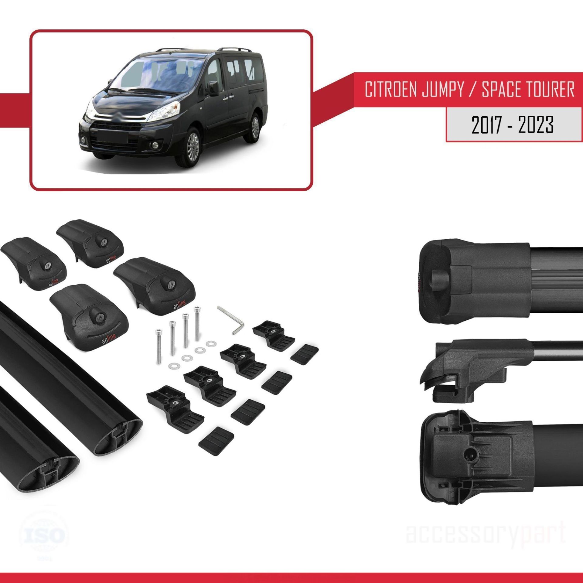 Citroen Jumpy 2007-2017 Arası ile uyumlu ACE-1 Ara Atkı Tavan Barı SİYAH