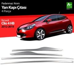 Renault Clio Uyumlu 4 Hatchback Krom Yan Kapı Çıtası 4 Parça. 2012 Üzeri