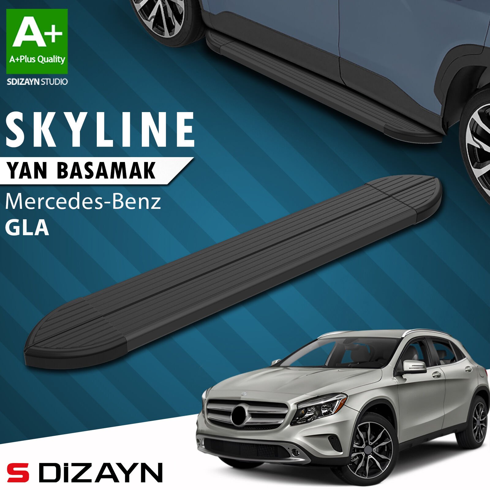 S-Dizayn Mercedes GLA X156 Skyline Siyah Yan Basamak 183 Cm 2013-2020 A+ Kalite