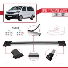 Opel / Vauxhall Vivaro 2019 ve Sonrası ile uyumlu FLY Model Ara Atkı Tavan Barı GRİ  3 ADET