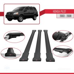 Honda Pilot 2003-2008 Arası ile Uyumlu FLY Model Ara Atkı Tavan Barı SİYAH 3 ADET BAR