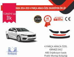 Fiat Uyumlu Egea 2014-2019 4 Parça Kırmızı Ön Lip