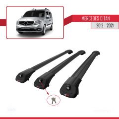 Mercedes Citan 2012-2021 (W415) Arası ile uyumlu ACE-1 Ara Atkı Tavan Barı SİYAH 3 ADET BAR