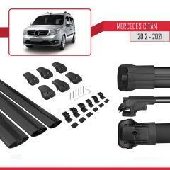 Mercedes Citan 2012-2021 (W415) Arası ile uyumlu ACE-1 Ara Atkı Tavan Barı SİYAH 3 ADET BAR