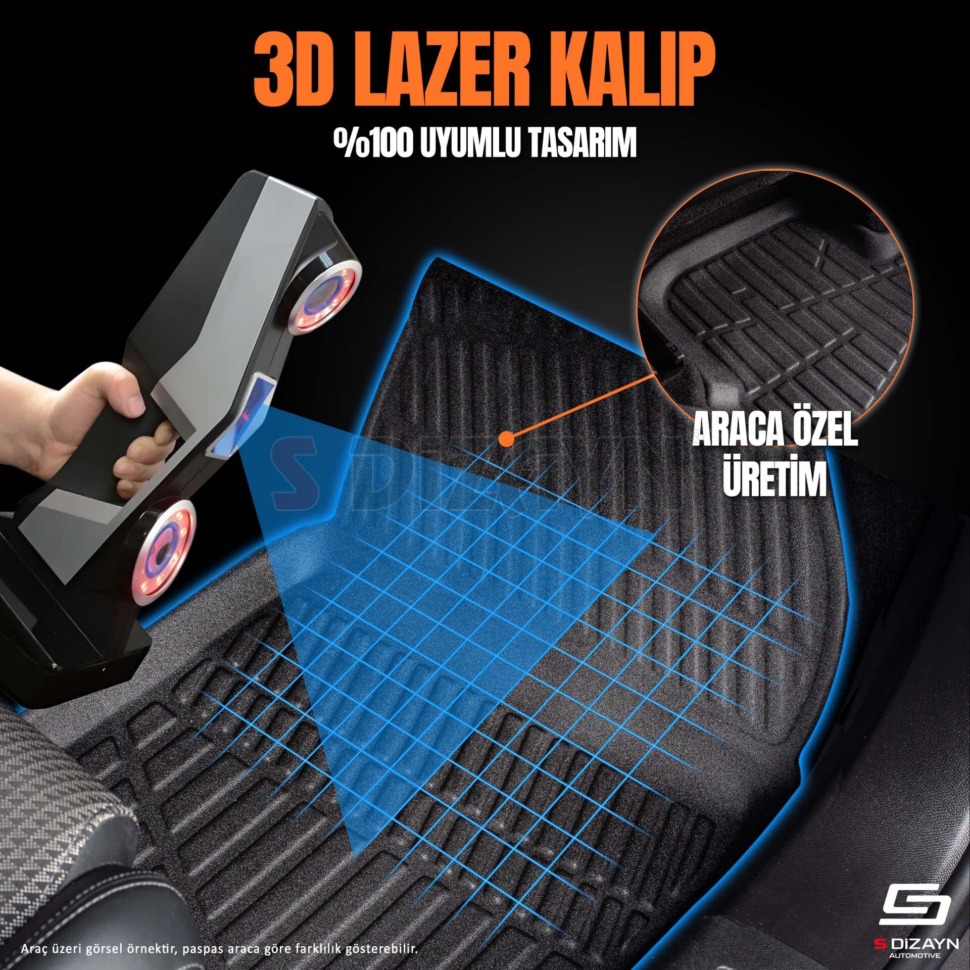 S-Dizayn Dacia Sandero 3D Pro Havuzlu Paspas 2020 Üzeri A+ Kalite