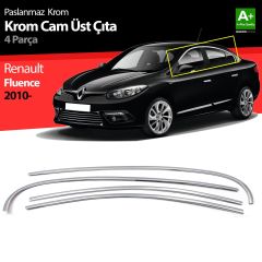Renault Fluence Uyumlu Krom Cam Üst Çıtası 4 Parça 2010 Üzeri