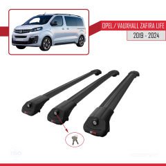 Opel / Vauxhall Zafira Life 2019 ve Sonrası ile uyumlu ACE-1 Ara Atkı Tavan Barı SİYAH 3 ADET BAR