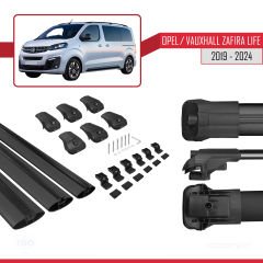 Opel / Vauxhall Zafira Life 2019 ve Sonrası ile uyumlu ACE-1 Ara Atkı Tavan Barı SİYAH 3 ADET BAR