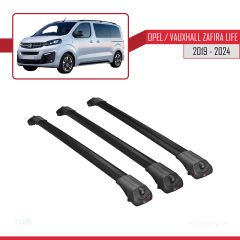 Opel / Vauxhall Zafira Life 2019 ve Sonrası ile uyumlu ACE-1 Ara Atkı Tavan Barı SİYAH 3 ADET BAR