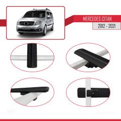 Mercedes Citan 2012-2021 (W415) Arası ile uyumlu Basic Model Ara Atkı Tavan Barı SİYAH 3 ADET