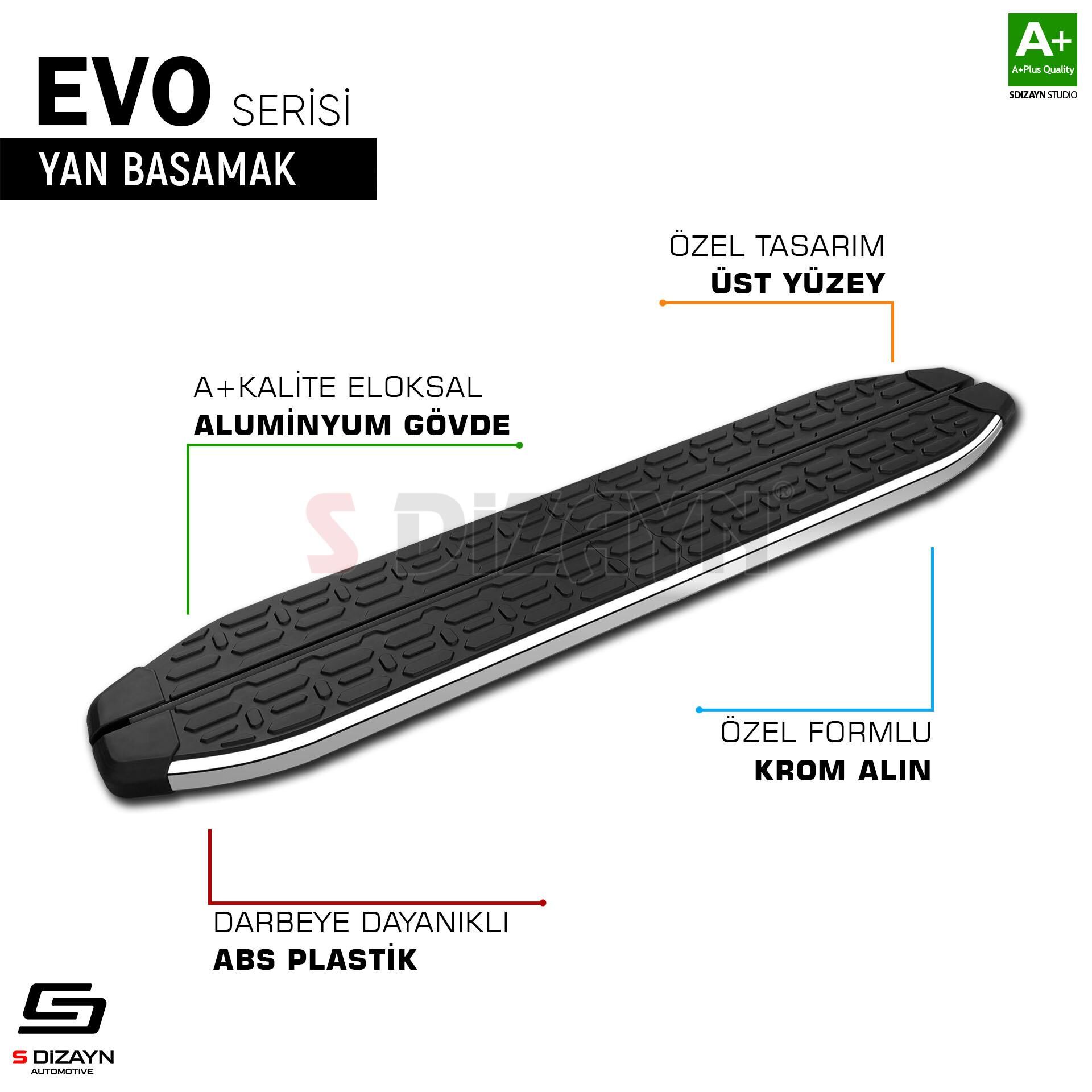 S-Dizayn Renault Captur 2 Evo Krom Yan Basamak 183 Cm 2020 Üzeri A+ Kalite