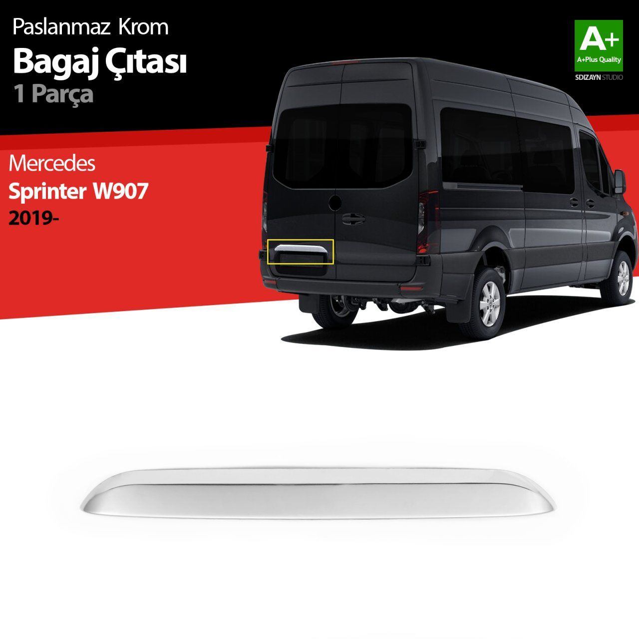 Mercedes Sprinter Uyumlu W907 Krom Bagaj Çıtası 2018 Üzeri