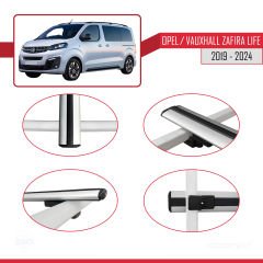Opel / Vauxhall Zafira Life 2019 ve Sonrası ile uyumlu Basic Model Ara Atkı Tavan Barı GRİ 3 ADET