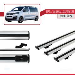 Opel / Vauxhall Zafira Life 2019 ve Sonrası ile uyumlu Basic Model Ara Atkı Tavan Barı GRİ 3 ADET
