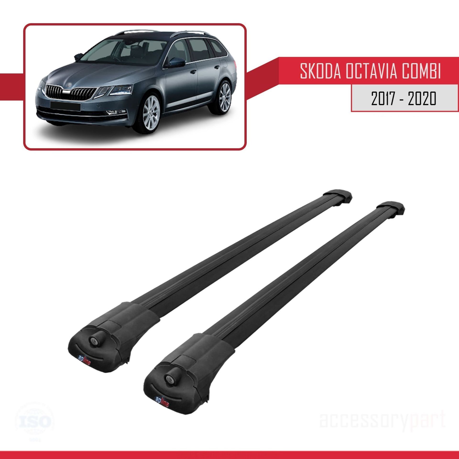 Skoda Octavia COMBI 2017-2020 Arası ile uyumlu ACE-1 Ara Atkı Tavan Barı SİYAH