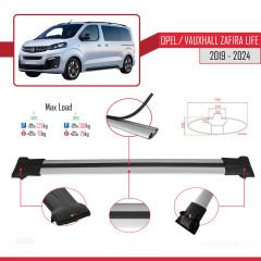 Opel / Vauxhall Zafira Life 2019 ve Sonrası ile uyumlu FLY Model Ara Atkı Tavan Barı GRİ 4 ADET