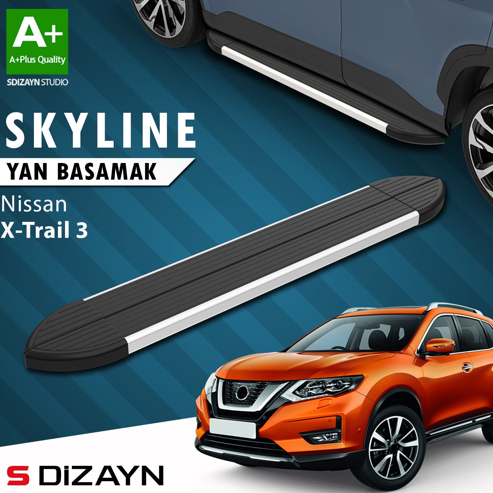 S-Dizayn Nissan X-Trail T32 Skyline Aluminyum Yan Basamak 183 Cm 2014-2022 A+ Kalite