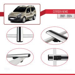 Citroen Nemo 2007 ve Sonrası ile uyumlu Basic Model Ara Atkı Tavan Barı GRİ 3 ADET