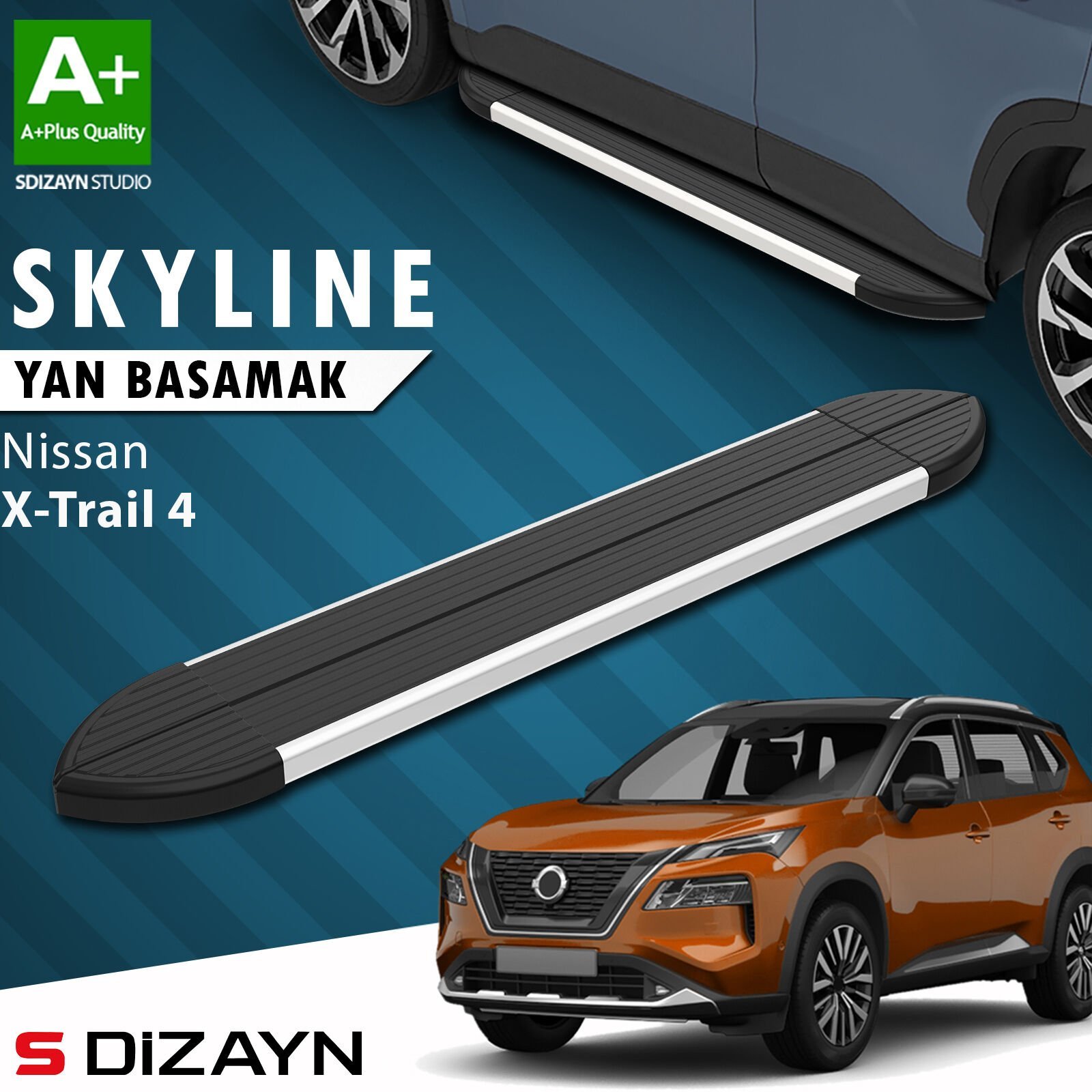 S-Dizayn Nissan X-Trail T33 Skyline Aluminyum Yan Basamak 183 Cm 2022 Üzeri A+ Kalite