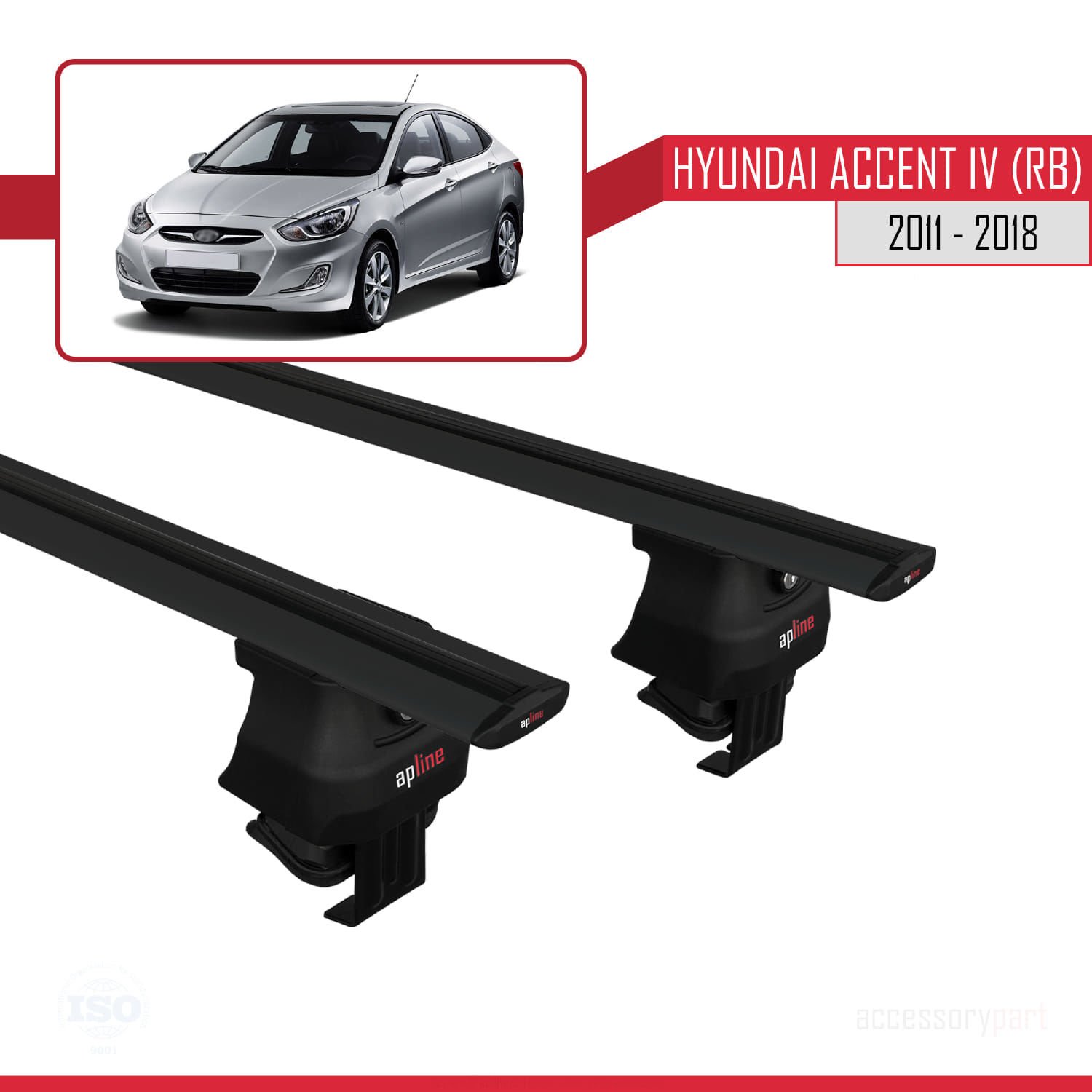 Hyundai Accent IV (RB) Sedan 2011-2018 Arası ile uyumlu ACE-4 Ara Atkı Tavan Barı SİYAH