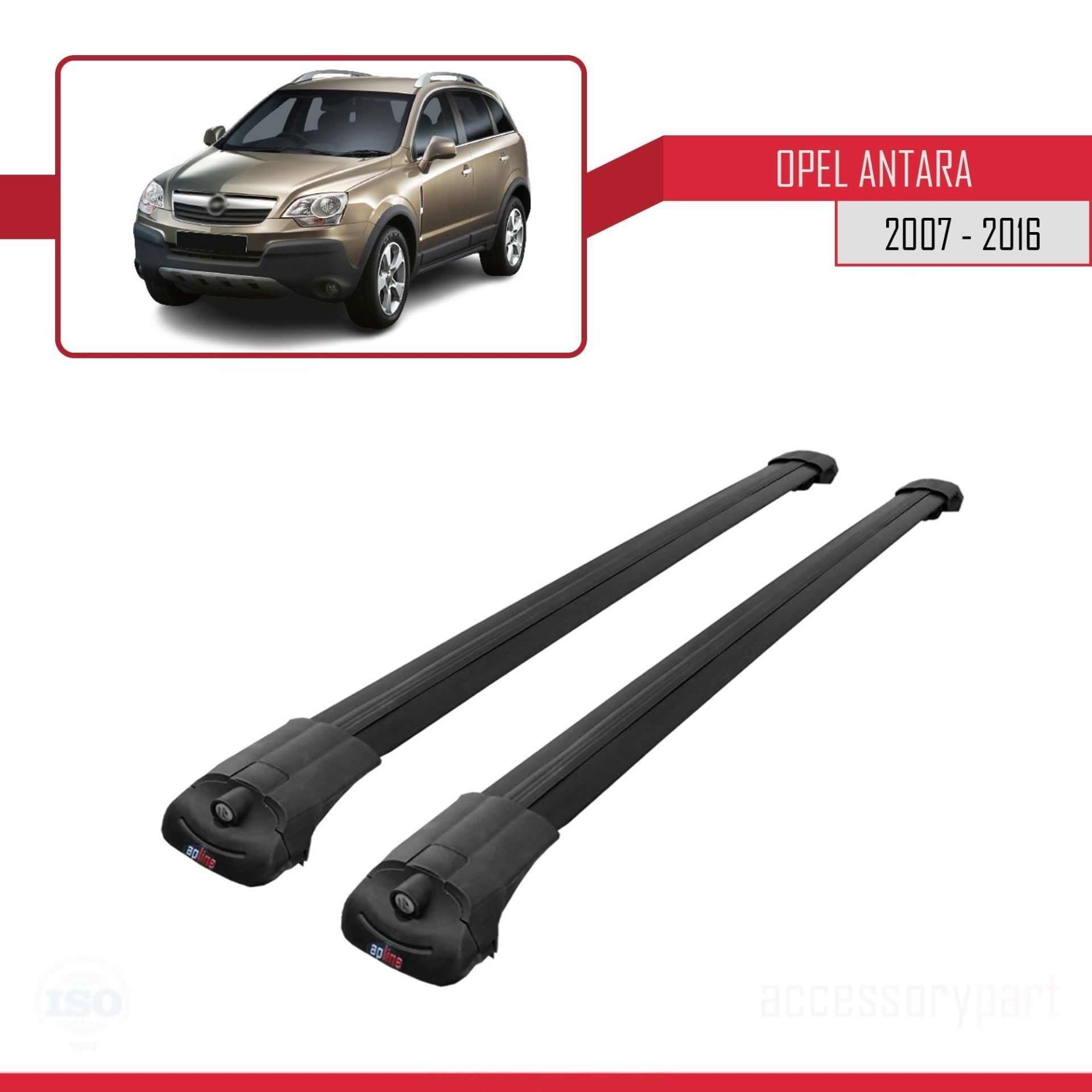 Opel Antara 2007-2016 Arası ile uyumlu ACE-1 Ara Atkı Tavan Barı SİYAH