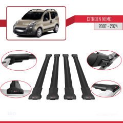 Citroen Nemo 2007 ve Sonrası ile uyumlu FLY Model Ara Atkı Tavan Barı SİYAH 4 ADET BAR