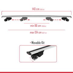 Citroen Nemo 2007-2017 Arası ile Uyumlu HOOK Model Anahtar Kilitli Ara Atkı Tavan Barı GRİ