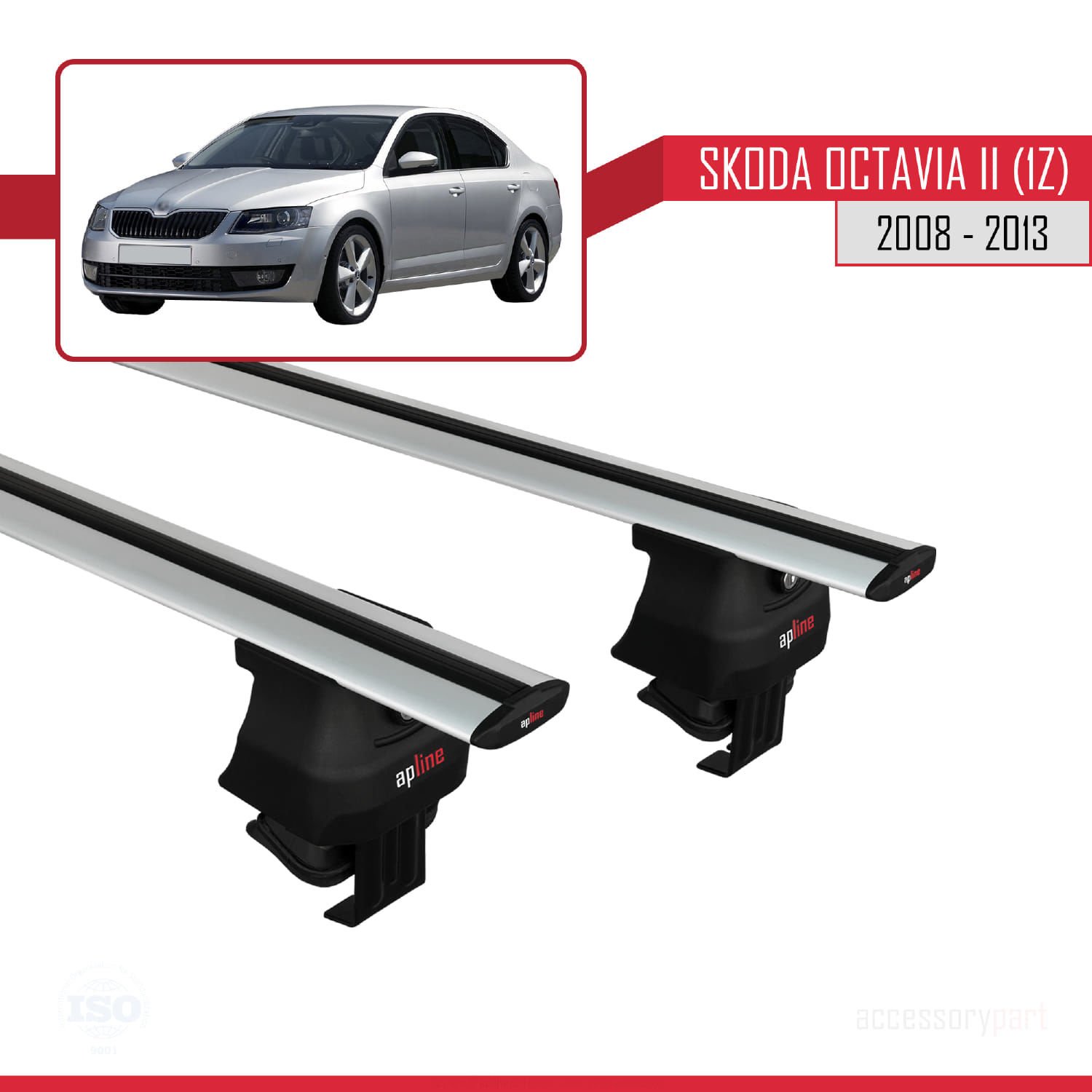 Skoda Octavia II (1Z) 2008-2013 Arası ile uyumlu ACE-4 Ara Atkı Tavan Barı GRİ
