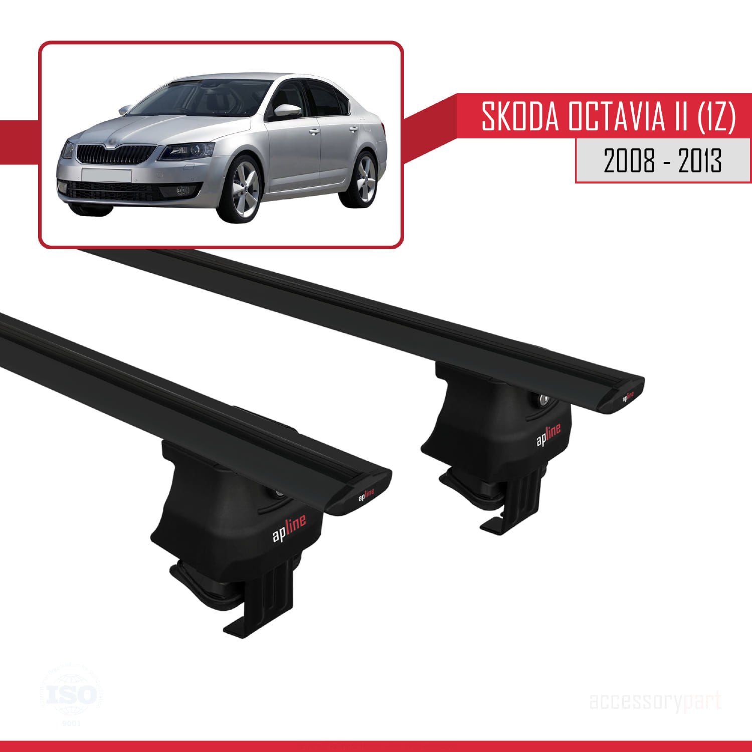 Skoda Octavia II (1Z) 2008-2013 Arası ile uyumlu ACE-4 Ara Atkı Tavan Barı SİYAH