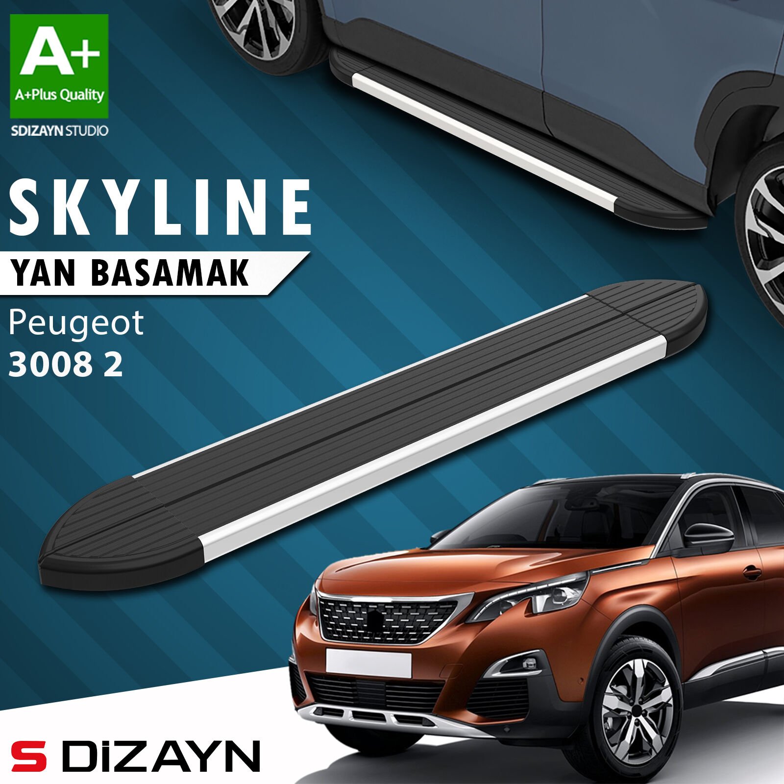 S-Dizayn Peugeot 3008 2 Skyline Aluminyum Yan Basamak 183 Cm 2016-2023 A+ Kalite