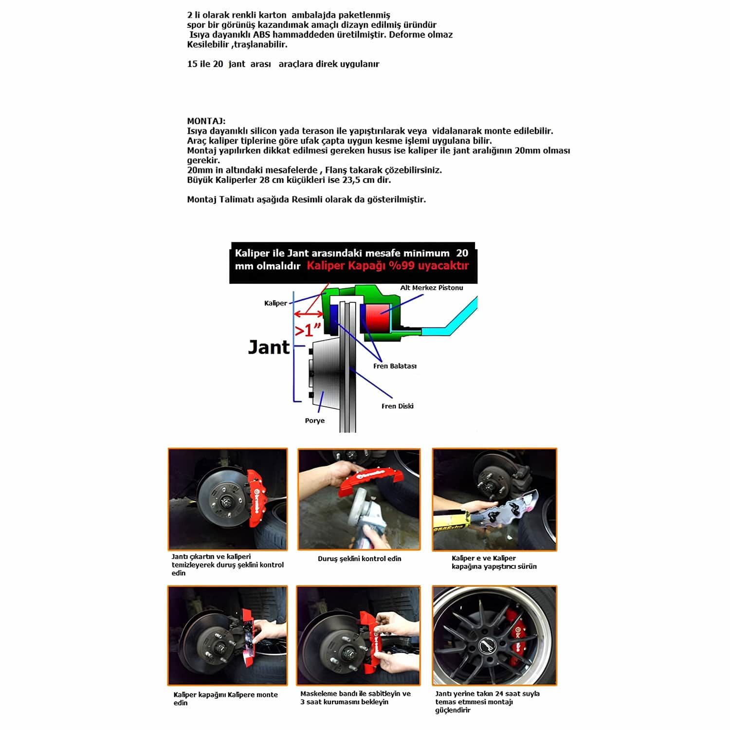 Hyundai İ20 Uyumlu Brembo Sarı Kaliper Kapağı 4 Parça Ön Arka Set