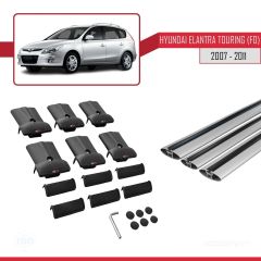 Hyundai Elantra Touring (FD) 2007-2011 Arası ile Uyumlu FLY Model Ara Atkı Tavan Barı GRİ 3 ADET BAR