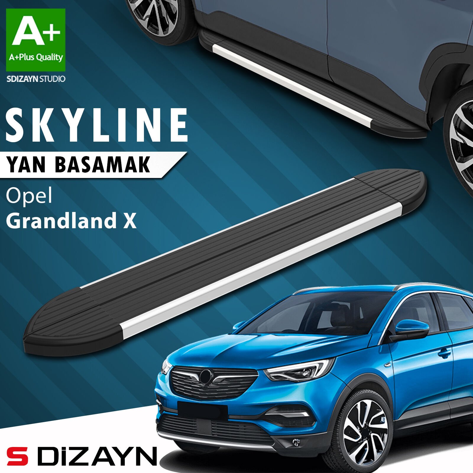 S-Dizayn Opel Grandland X Skyline Aluminyum Yan Basamak 183 Cm 2017-2024 A+ Kalite