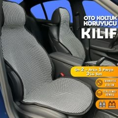 Tofaş Doğan Uyumlu Koltuk Kılıfı Minder Çizgili Füme Beyaz 2+1 Ön Arka Set